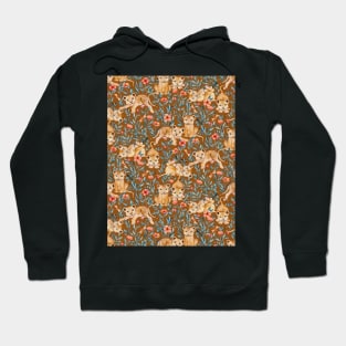 Lion Cub Pairs and Poppies on Warm Brown Hoodie